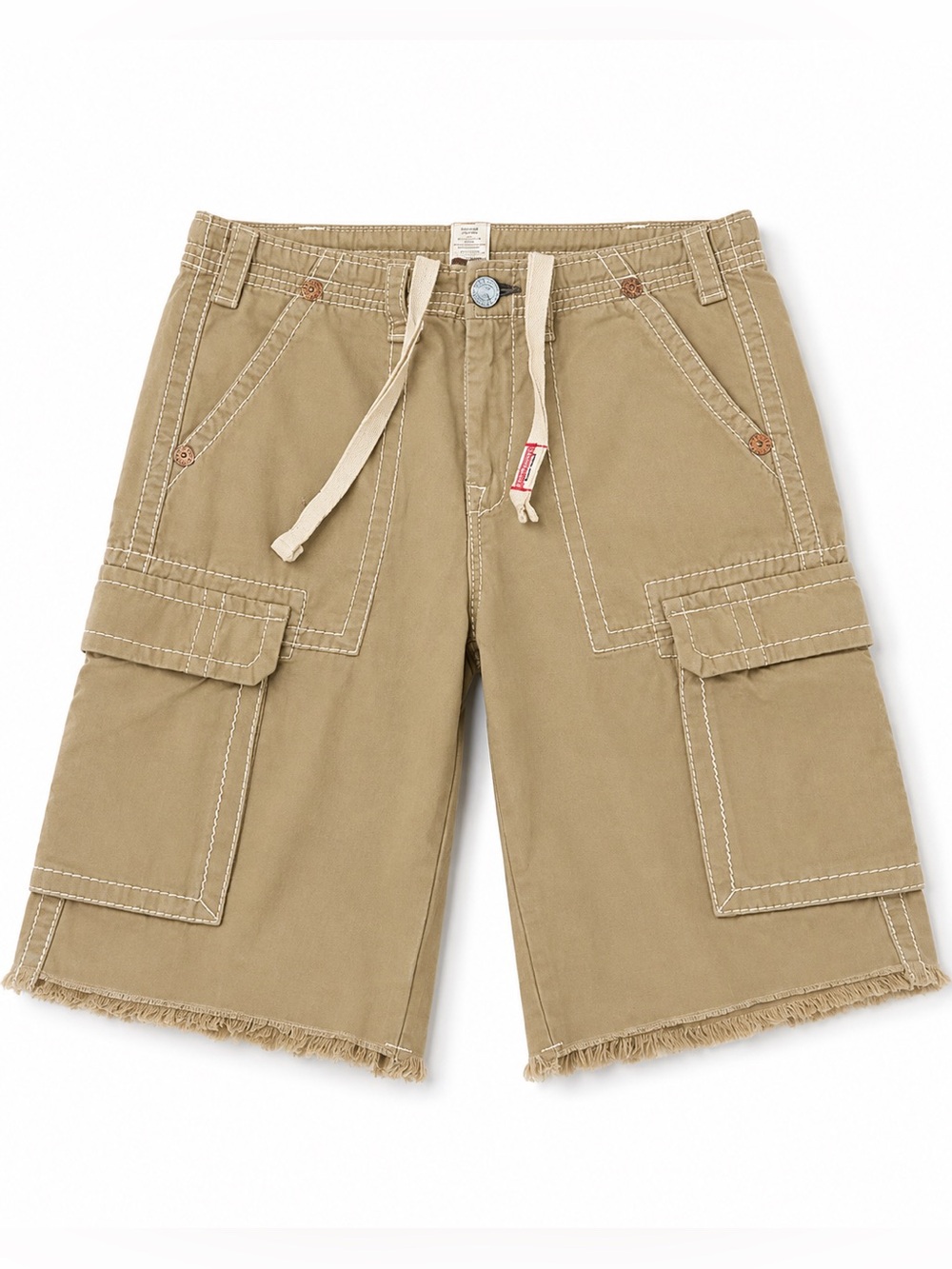 True Religion Men's Cargo Shorts in Khaki with Drawstring